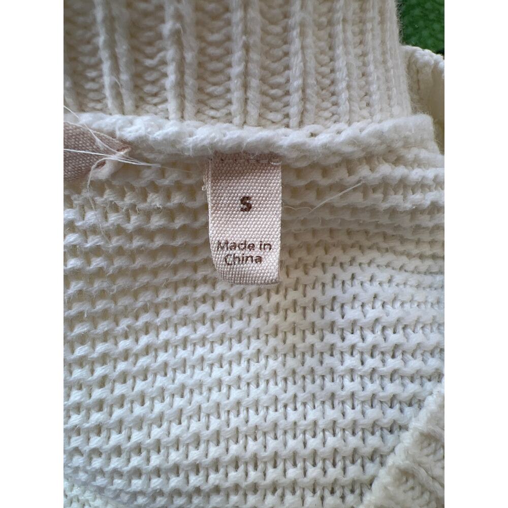 Soft Surroundings Womens Small S Cream Cotton Knit Tunic Sweater Pullover Long - Picture 4 of 5